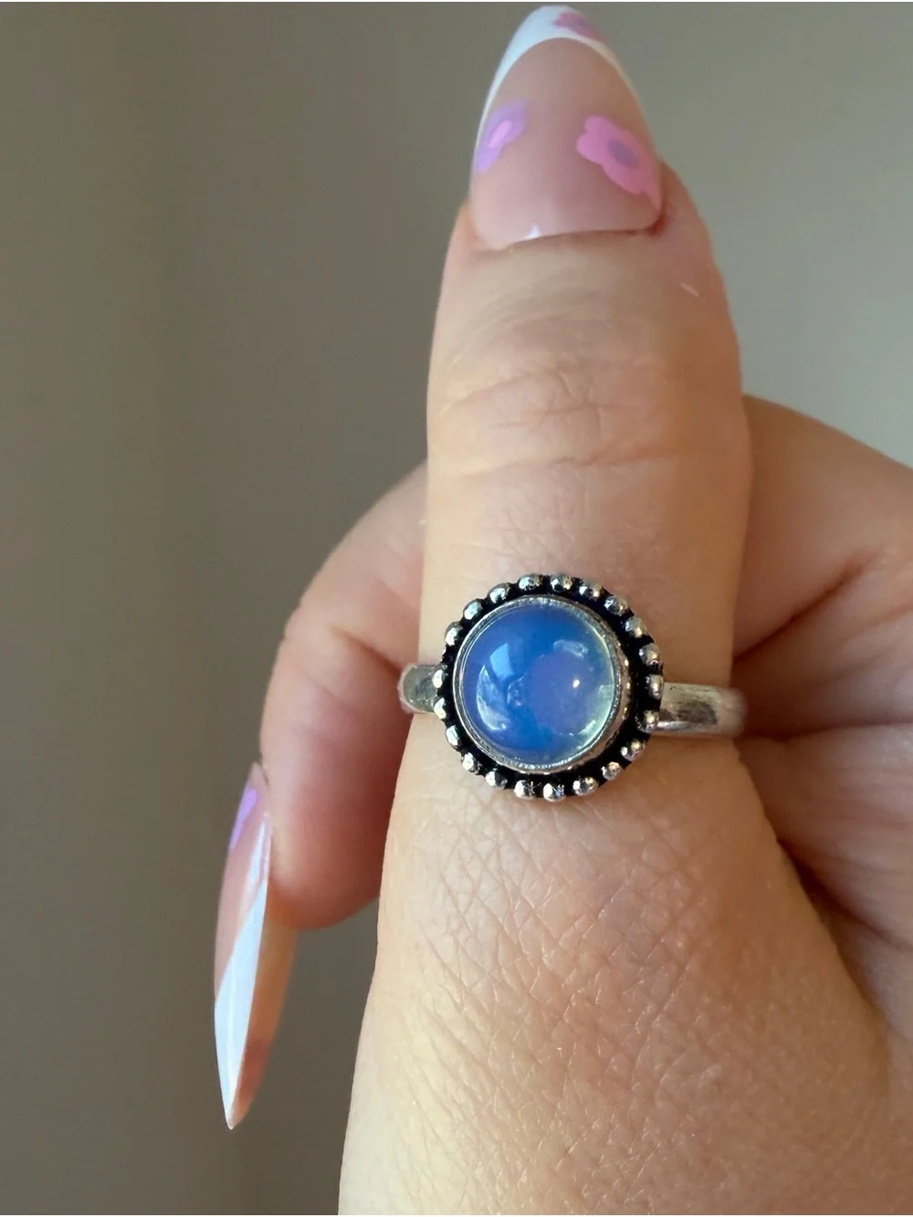 Sterling Silver 925 Blue Cabochon Ring Size 7
